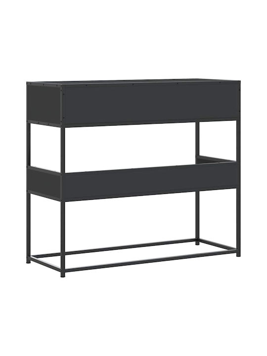 Console Table Wood & Metal Black Velvet-Black Metal L90xW35xH80cm