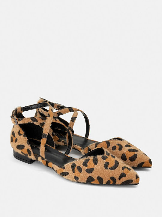 Damen Ballerinas Spitz zulaufend mit Riemen in Gelb Farbe