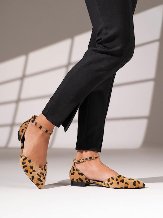 Damen Ballerinas Spitz zulaufend in Gelb Farbe