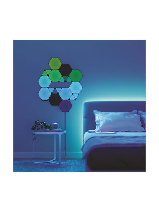 Pachet de Extindere Nanoleaf Shapes Ultra Black Mini Triunghi 10 Panouri LED Triunghiulare Mini Suplimentare Inteligente Modulare RGBW Wi-Fi 16 Milioane de Culori Lumină de Perete Interior Sincronizare Muzică Funcționează cu Alexa