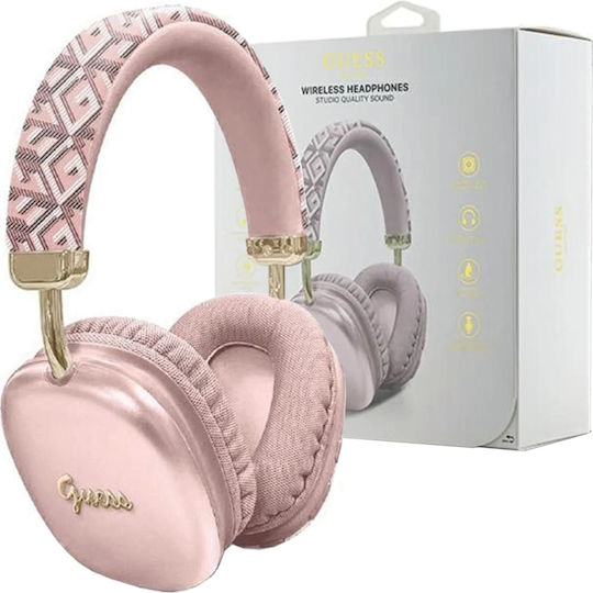Gcube Metallic Script Logo Wireless / Wired Over Ear Headphones with 32 hours of Operation Pink