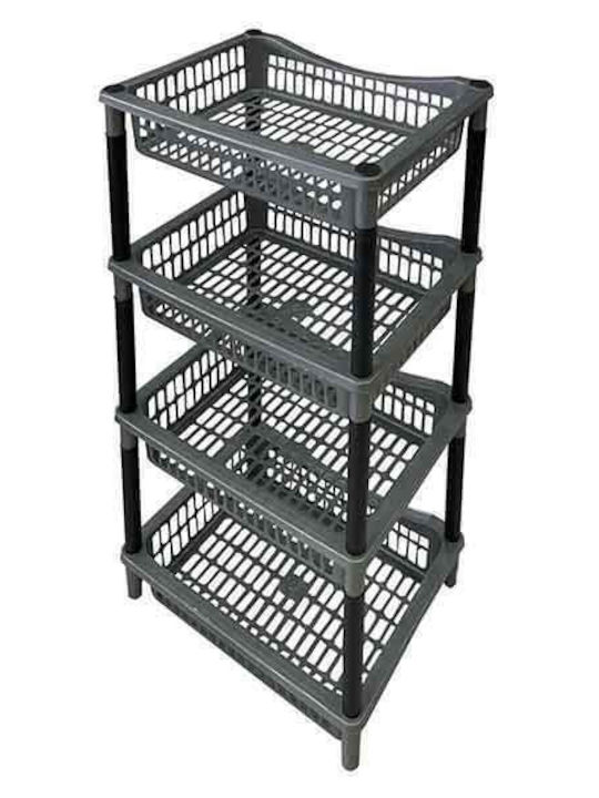 TnS Kitchen Rack Plastic 4 Tiers Black 36x27x70cm