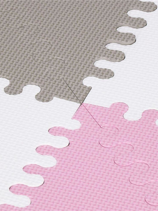 Children's Foam Puzzle Mat Triangle Shape 96 Pieces 186×186 Cm Gray Pink