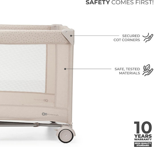 Kinderkraft Joy Παρκοκρέβατο με Στρώμα Μπεζ 200x75cm