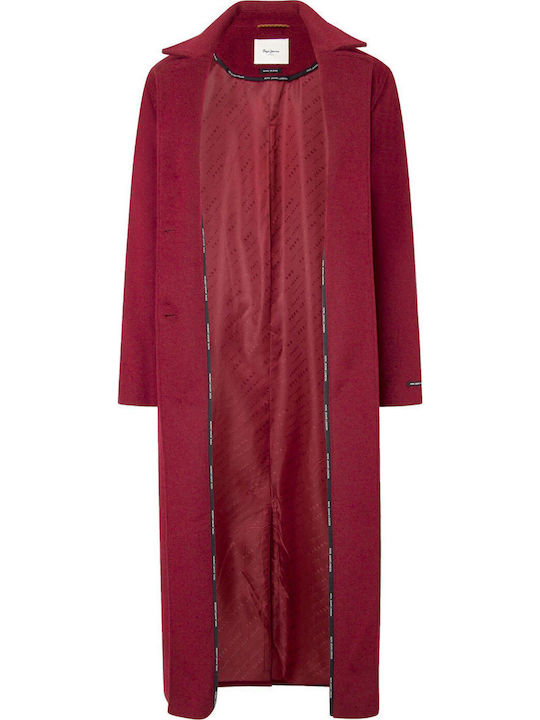 Brenda Women's Burnt Red Coat with Buttons