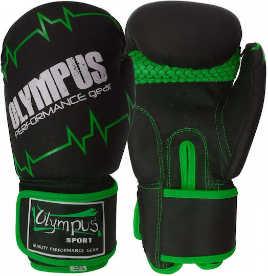 Olympus Sport Pulse Matt PU Mănuși de box pentru competiție verzi Negru/Verde