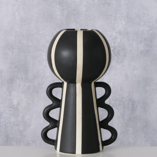 Vază decorativă din porțelan Nanuka alb negru 20 cm