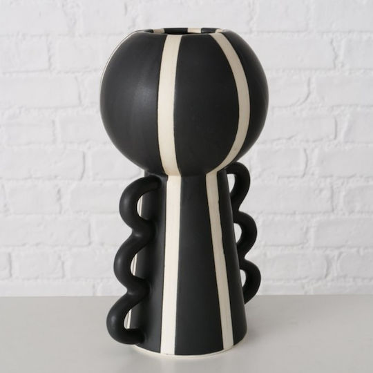 Vază decorativă din porțelan Nanuka alb negru 20 cm
