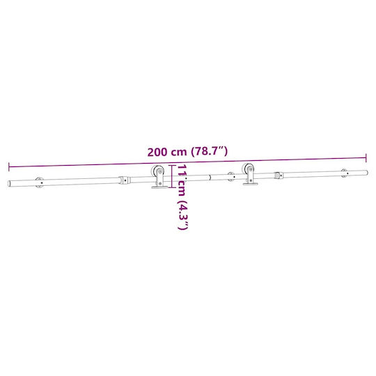 Vidaxl Schiebetürmechanismus Silber 200 cm Edelstahl