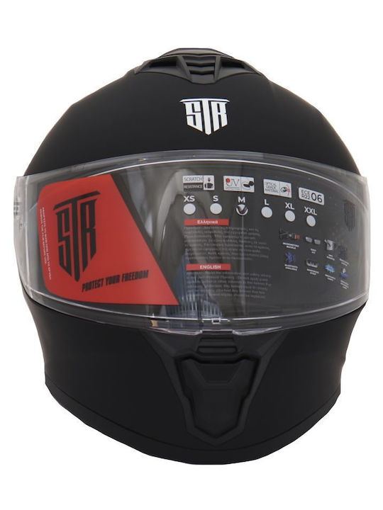 STR GT-2 Black Matt Motorcycle Helmet Full Face ECE 22.06 1450gr