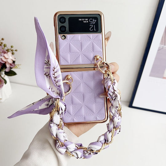 Back Cover Δερμάτινο / Δερματίνης με Λουράκι Μωβ (Galaxy Z Flip3 5G)