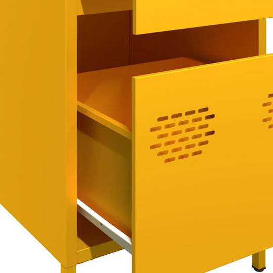 Sideboard Cabinet made of Metal with Drawers Mustard 35x39x73.5cm