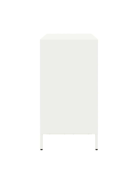 Sideboard made of Metal with Drawers White 101.5x39x73.5cm