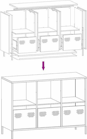 Sideboard made of Metal with Drawers White 101.5x39x73.5cm
