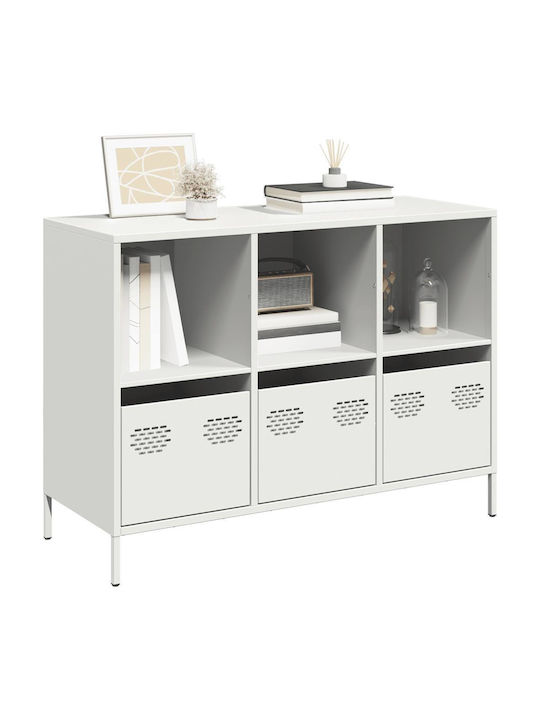 Sideboard made of Metal with Drawers White 101.5x39x73.5cm