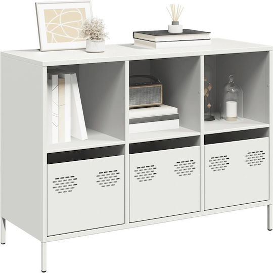 Sideboard made of Metal with Drawers White 101.5x39x73.5cm