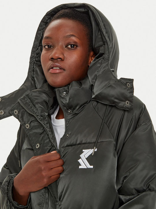 Kurz Damen Puffer Jacke für Winter Oil Green