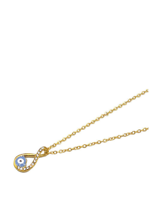 Fhs Jewlery Колиета с дизайн Сълза от Златна Стомана Светлосин