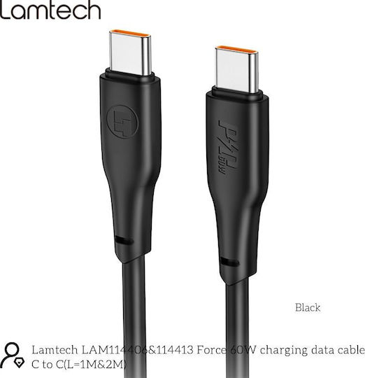 Lamtech USB 2.0 Cable USB-C male - USB-C 60W Black 2m