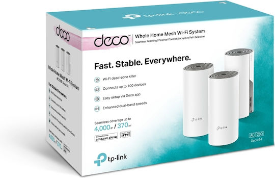 TP-LINK Deco E4 v2 WiFi Mesh Network Access Point Wi‑Fi 5 Dual Band (2.4 & 5GHz) in Triple KIt