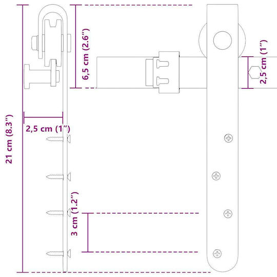 Vidaxl Büro-Schiebetür-Set 213 cm Kohlenstoffstahl