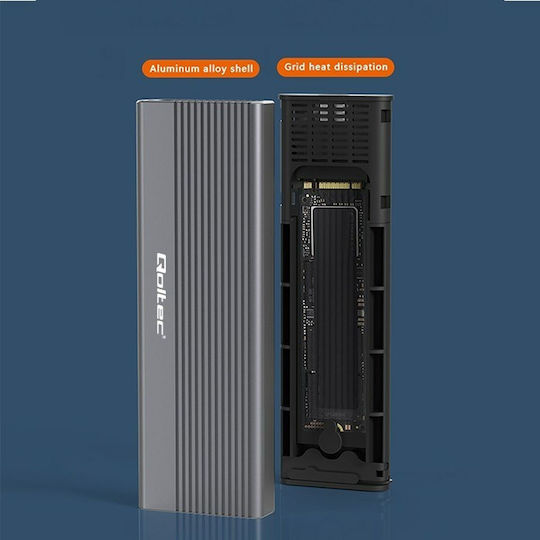 Qoltec Θήκη για Σκληρό Δίσκο M.2 SATA III με σύνδεση USB 3.0 σε Γκρι χρώμα