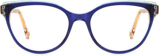 Carolina Herrera Plastic Eyeglass Frame Cat Eye Blue HER 0253 BR0