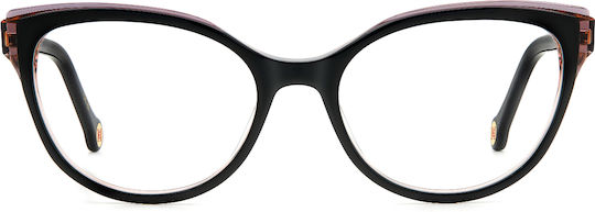 Carolina Herrera Plastic Eyeglass Frame Cat Eye Black HER 0252 807