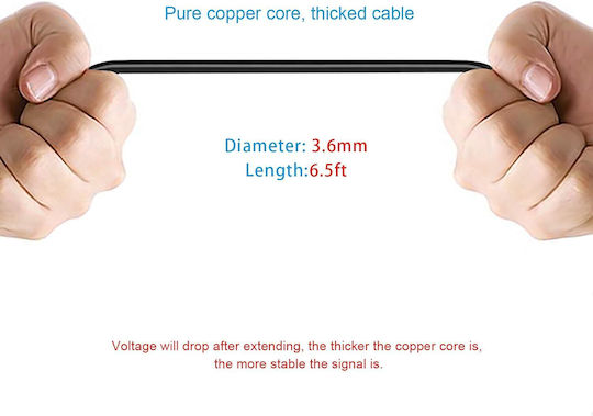 Cablu de Extensie pentru Alimentare Camere IP Zola 5 m Lungime Fabricat din ABS 12V DC Negru