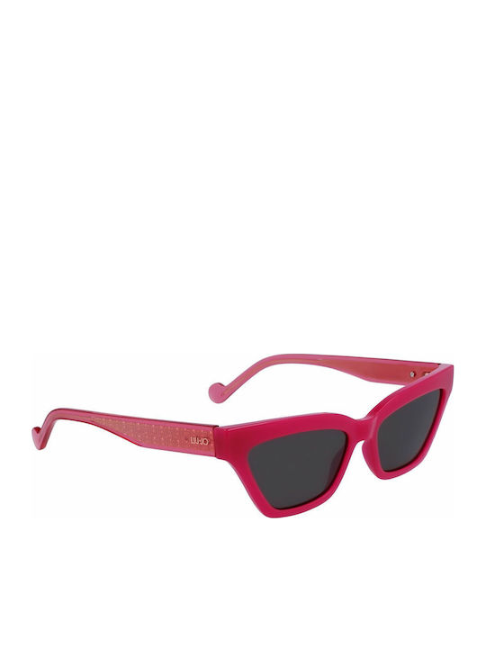 Liu Jo Women's Sunglasses with Pink Plastic Frame and Gray Lens