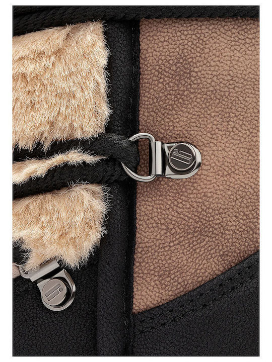 Synthetic Leather Snow Boots with Fur Nordic Black