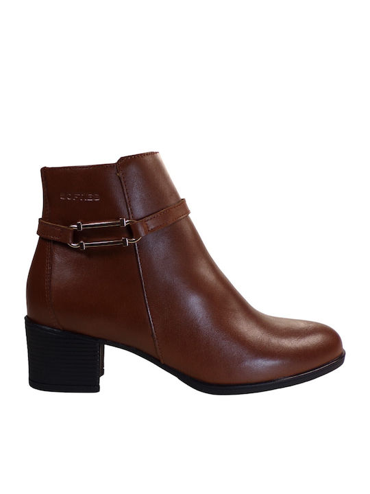 Leder Stiefeletten Damen Tabac Braun