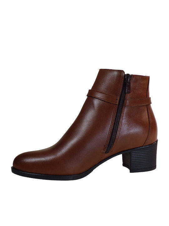 Leder Stiefeletten Damen Tabac Braun
