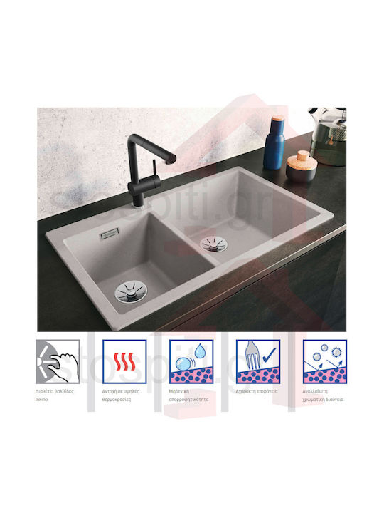 Blanco Pleon 9 527639BL Drop-In Sink Inox with Faucet W86xD50cm Volcano Grey