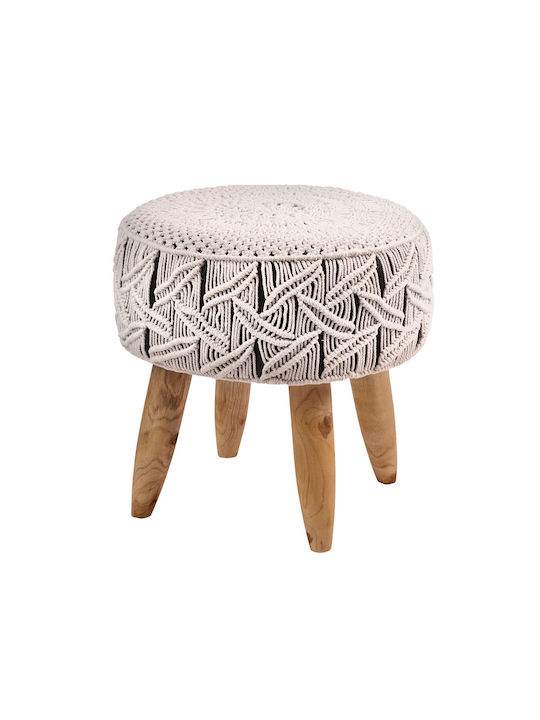 Stool For Living Room Wooden Kiwi White 49x49x49cm