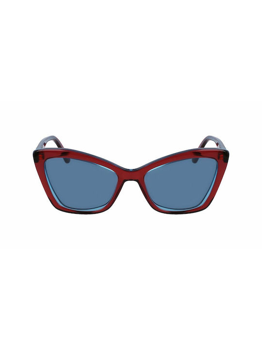 Karl Lagerfeld Women's Sunglasses with Red Plastic Frame and Blue Lens KL6105S-604