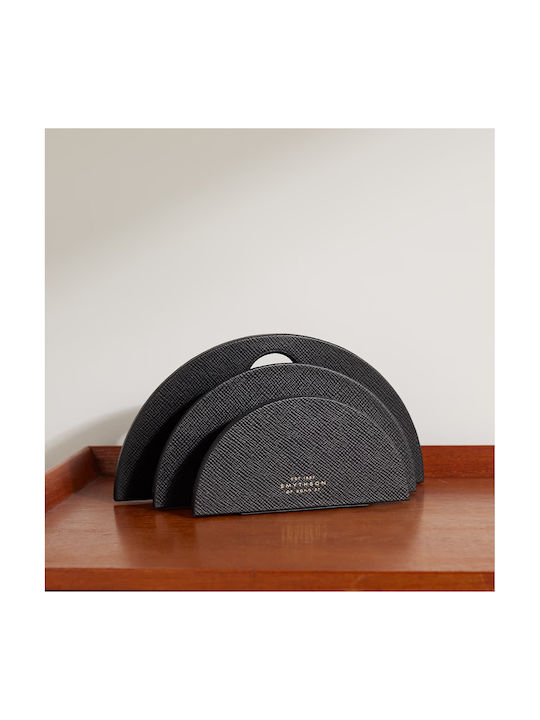 Smythson Accesoriu De Decor Pentru Birou Din Piele Neagră