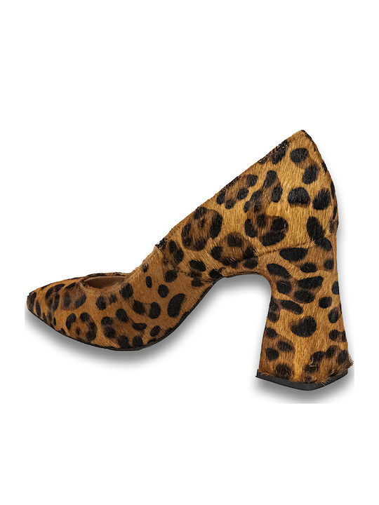 Μυτερές Γόβες με Ψηλό Τακούνι Animal Print Καφέ