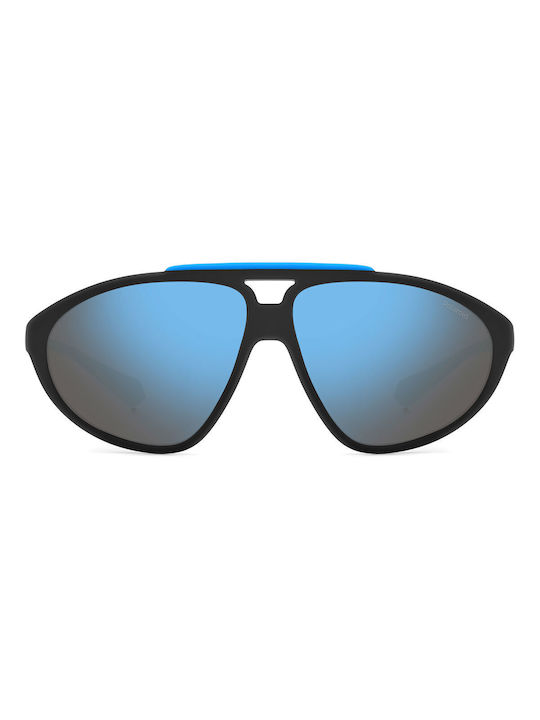 Polaroid Men's Sunglasses with Black Plastic Frame and Blue Polarized Mirror Lens PLD2151/S 0VK/G2