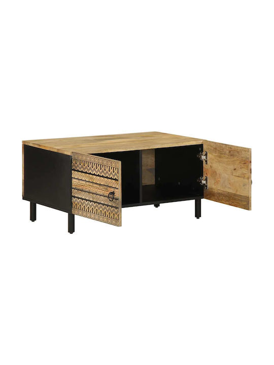 Rectangular Coffee Table from Solid Wood Black Velvet-Black Metal L80xW50xH40cm.