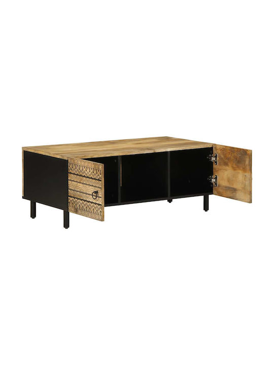 Rectangular Coffee Table from Solid Wood Black Velvet-Black Metal L100xW54xH40cm.