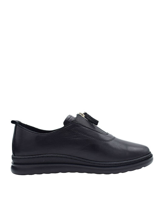 Ανατομικά Γυναικεία Slip-On Δερμάτινα Μαύρα