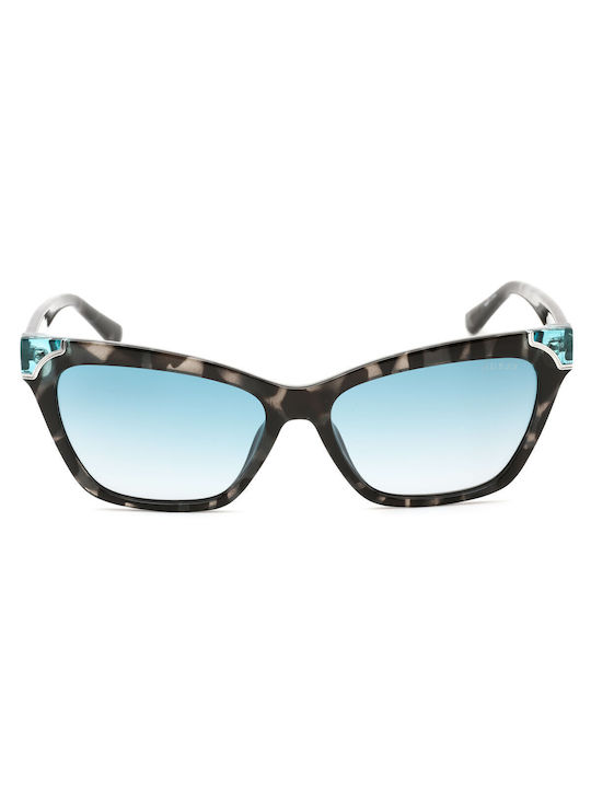 Guess Women's Sunglasses with Multicolour Tartaruga Plastic Frame and Light Blue Gradient Lens GU7840 89W