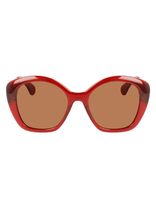 Lanvin Women's Sunglasses with Red Plastic Frame and Brown Lens LNV628S-601