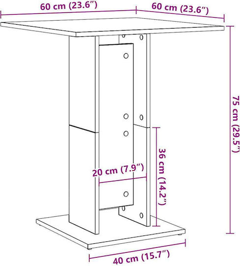 Bistro Table Dining Room Wooden Artisan Oak 60x60x75cm