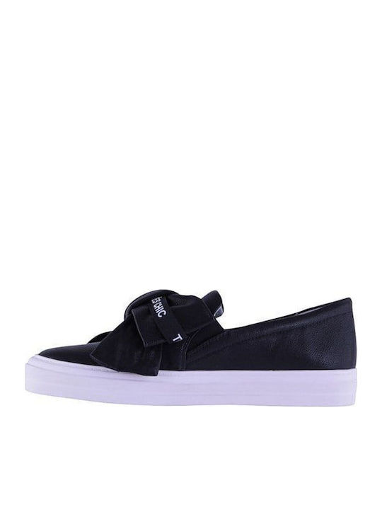 Onosha9 Δερμάτινα Γυναικεία Loafers σε Μαύρο Χρώμα