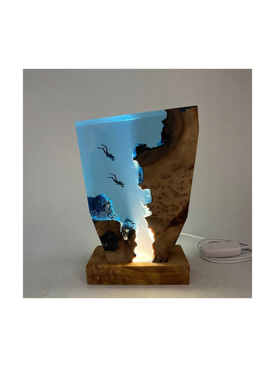 Night Lamp Divers Underwater Decorative Wooden + Epoxy Resin