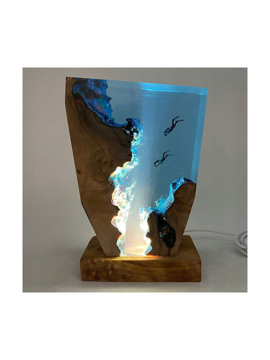 Night Lamp Divers Underwater Decorative Wooden + Epoxy Resin