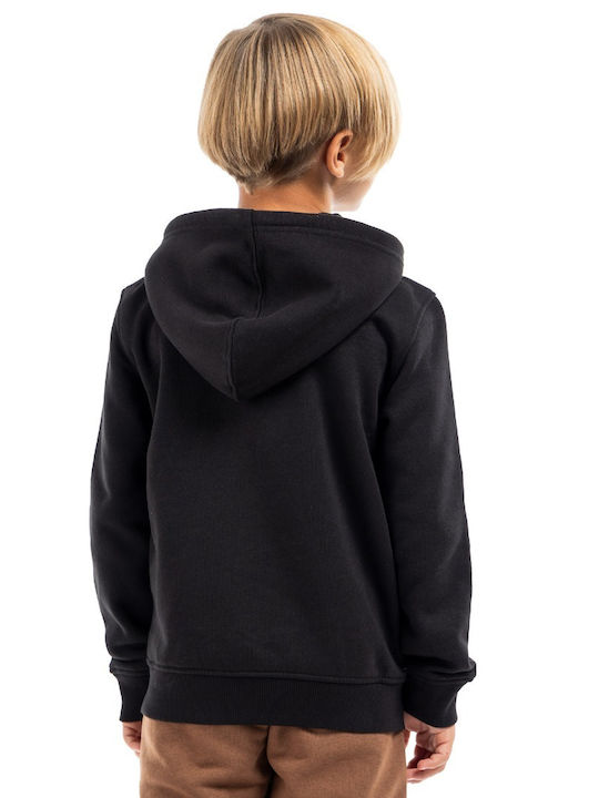 District75 Athletic Kids Cardigan with Hood Black