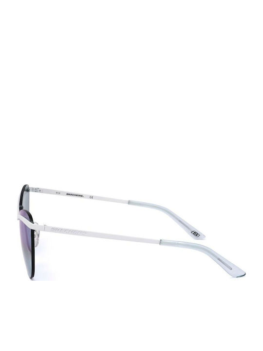 Skechers Women's Sunglasses with White Metal Frame and Blue Lens SE6105 24X